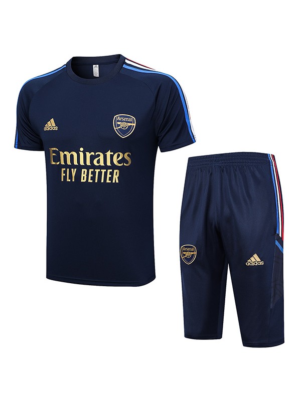 Arsenal training jersey sportswear uniform men's navy soccer shirt football short sleeve sports top t-shirt 2023-2024